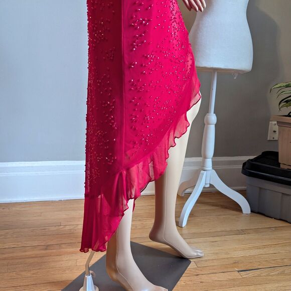 Vintage 90s Masquerade Prom Gown Siren Red Jessica Rabbit Salsa Whimsygoth 11 - Picture 12 of 13